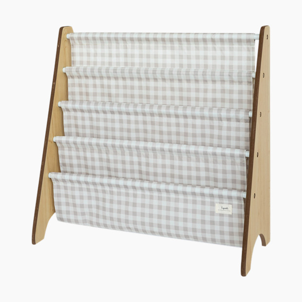 3 Sprouts Recycled Book Rack in Gingham Beige | 100% Recycled | Babylist