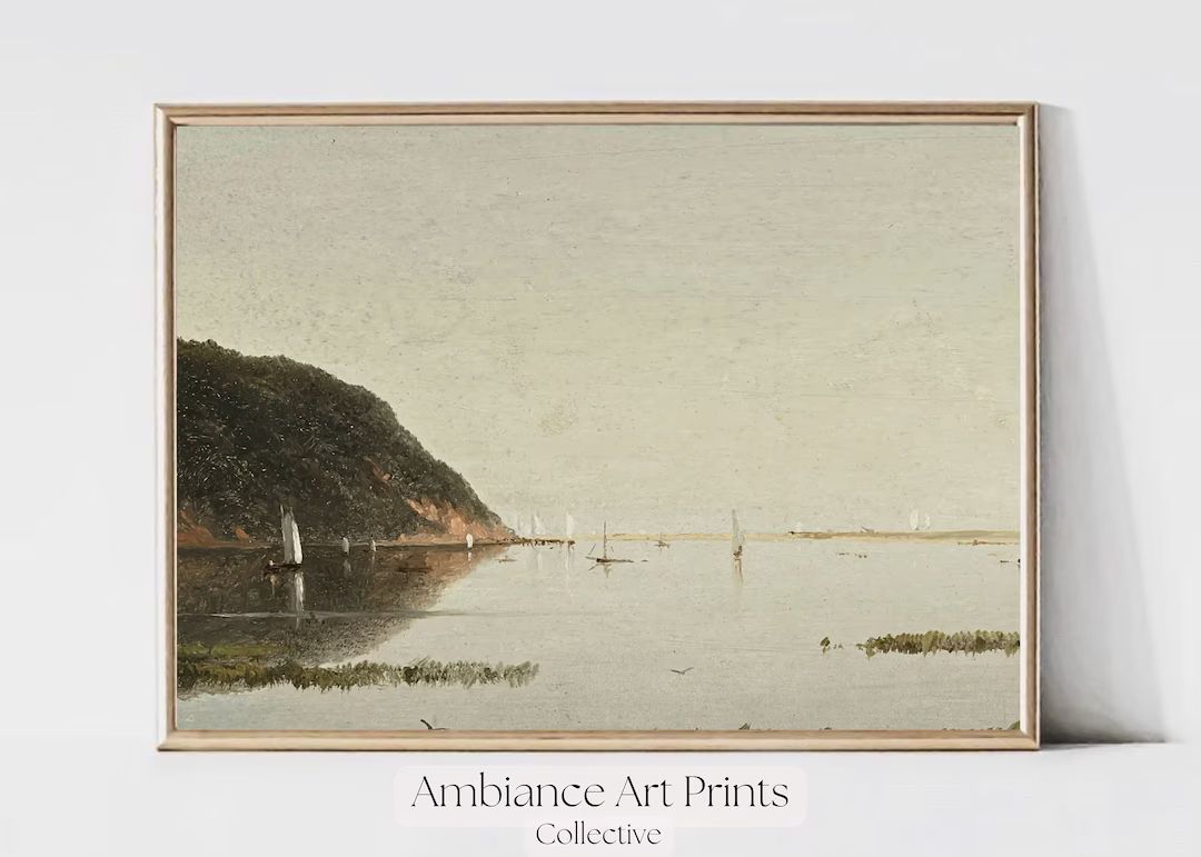 Printed and Shipped Muted Sailboats Print Vintage Nautical Painting Neutral Coastal Print Minimal... | Etsy (US)
