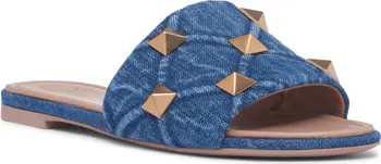 Roman Stud Matelassé Denim Slide Sandal (Women) | Nordstrom