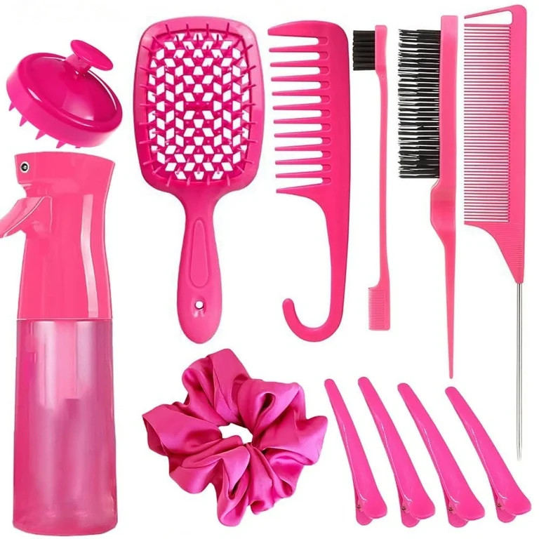 12 Pcs Hair Brush Set, 3 Pieces Slick Back Hair Brushes for Toddlers, Women, Detangling Brush for... | Walmart (US)