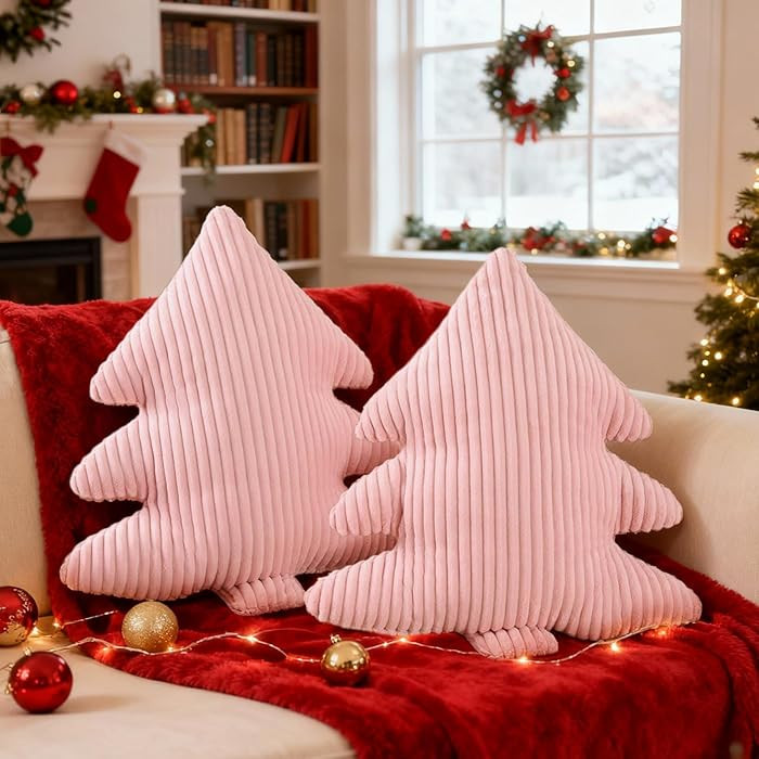 Lanpn Christmas Tree Pillows Set of 2, Christmas Decoration Narrow Stripes Winter Throw Pillow So... | Amazon (US)