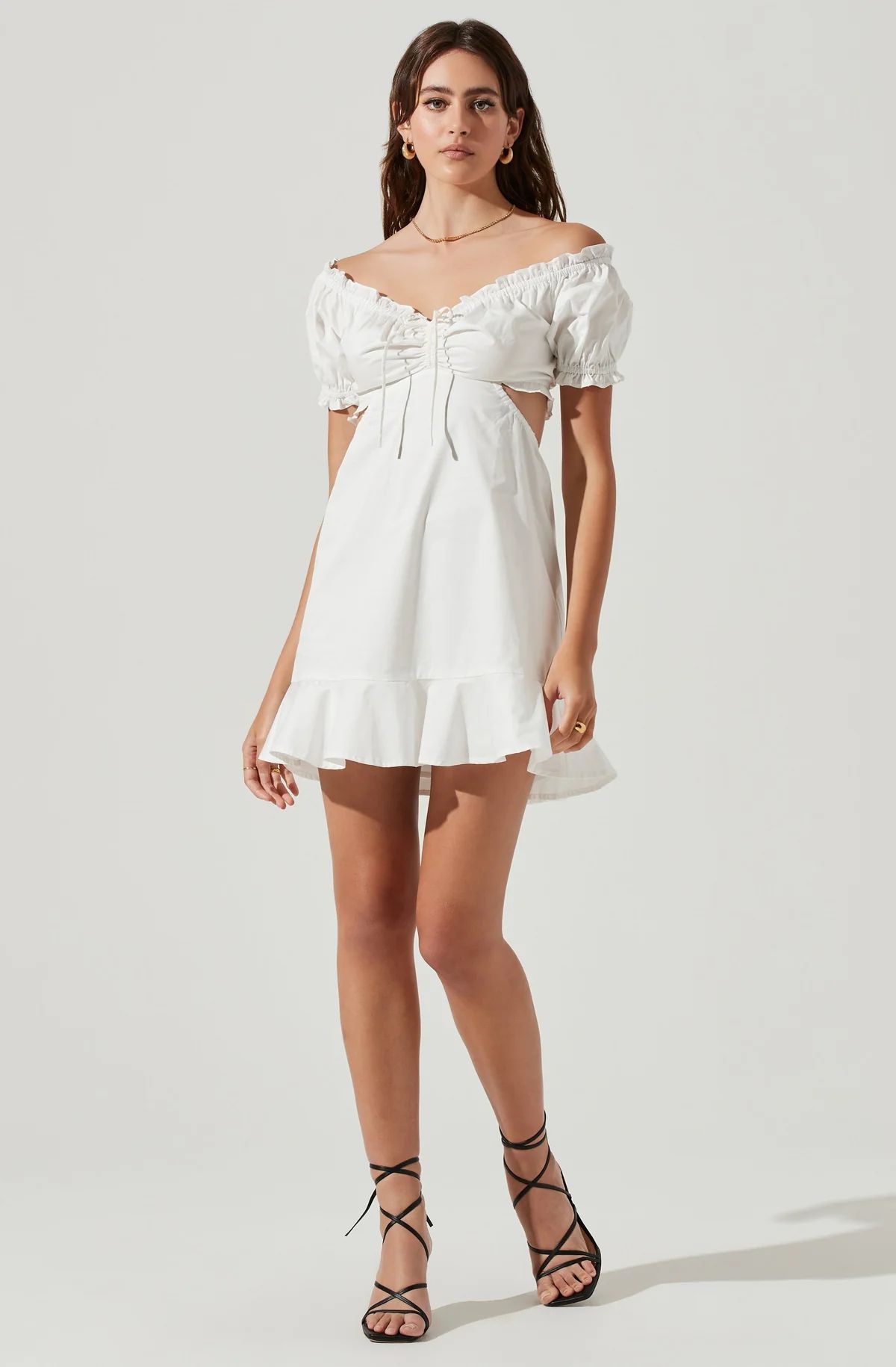 Verana Cutout Puff Sleeve Ruffle Mini Dress | ASTR The Label (US)