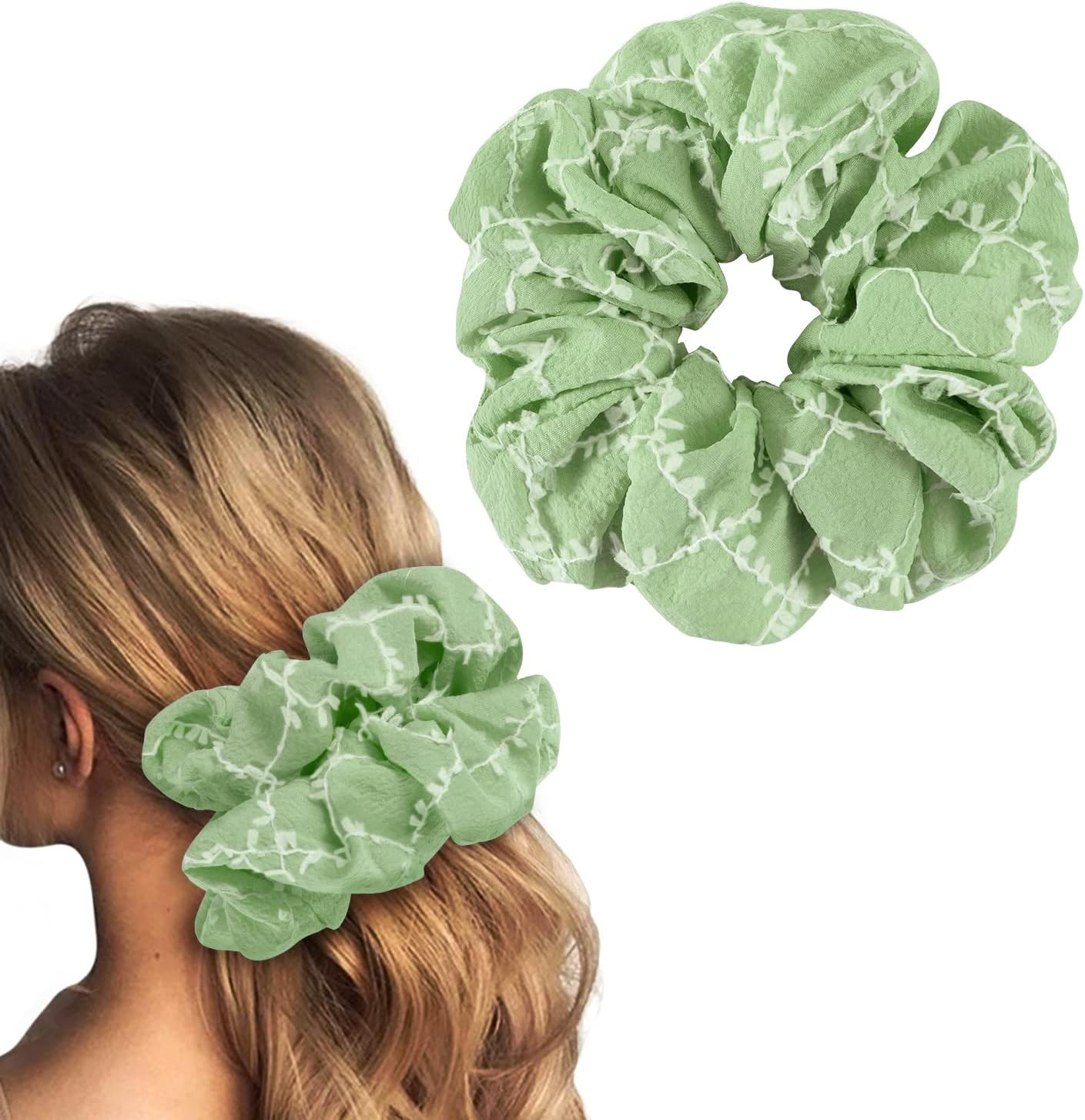 YOHAMA 6.3 inch Light Green Hair Scrunchies Huge Hair Scrunchie Oversized Scrunchy Hair Ties Large X | Amazon (US)