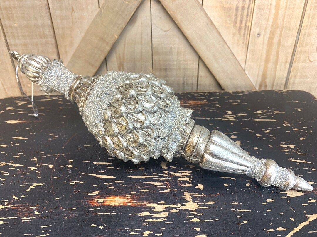 16 inch, Large Decorative Silver Color  Finial Ornament, Home Decor, Wreath Attachment, Home Deco... | Etsy (US)