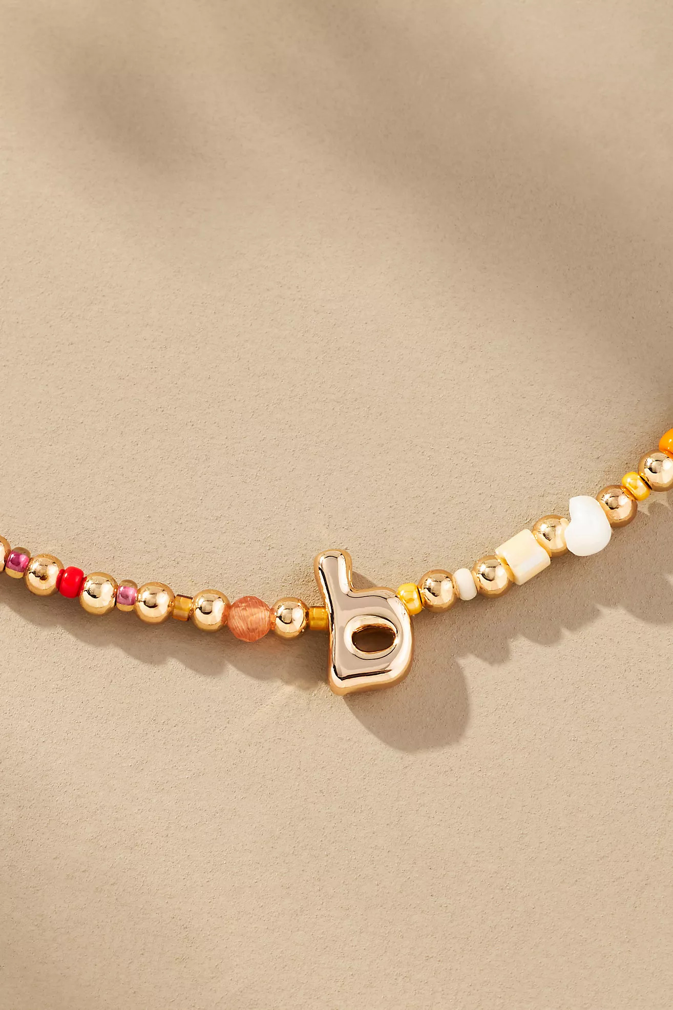 Beaded Bubble Letter Lowercase Monogram Necklace | Anthropologie (US)