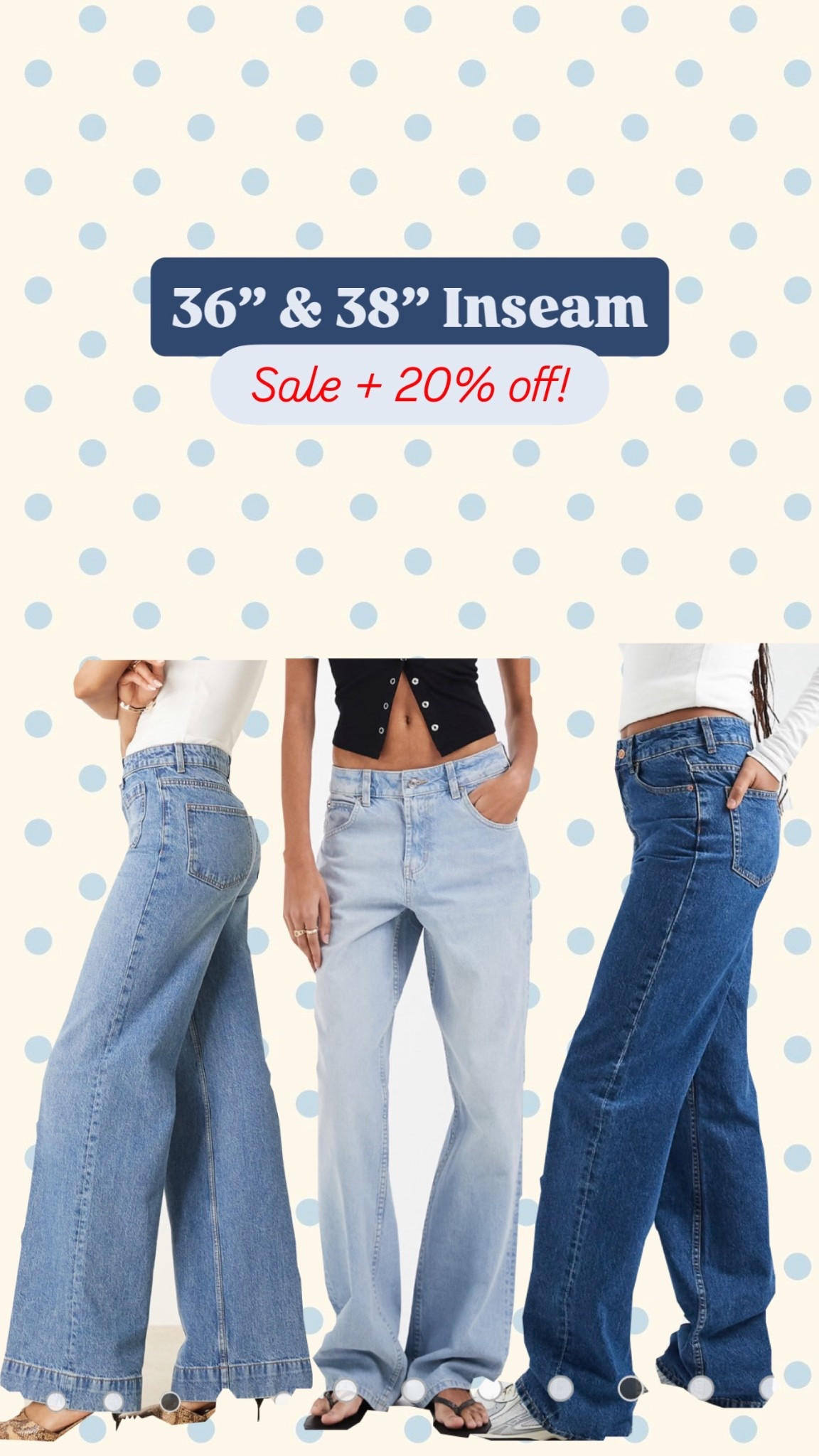 ⚠️code EXTRA20

They run true to size in my experience 
38” and 36” inseam
Jeans denim for tall women on sale at asos 

#LTKSeasonal #LTKSaleAlert #LTKTall