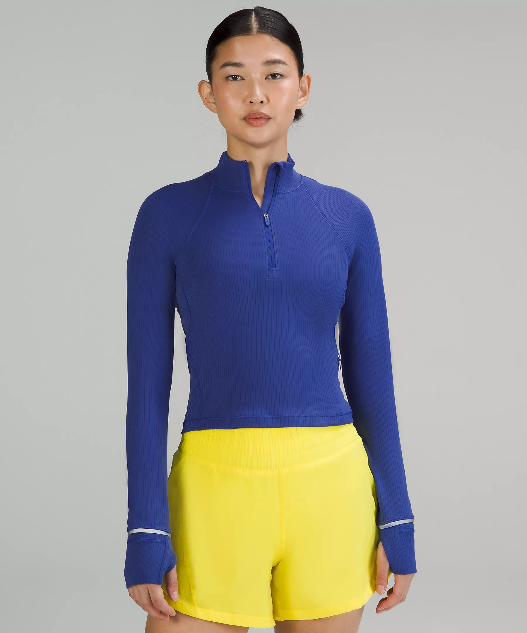 It's Rulu Run Cropped Half Zip *Ribbed | Women's Long Sleeve Shirts | lululemon | Lululemon (US)