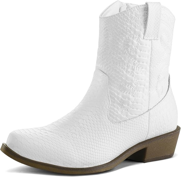 mysoft Women's Fashion Western Cowboy Ankle Boots Short Cowgirl Low Heel Booties | Amazon (US)