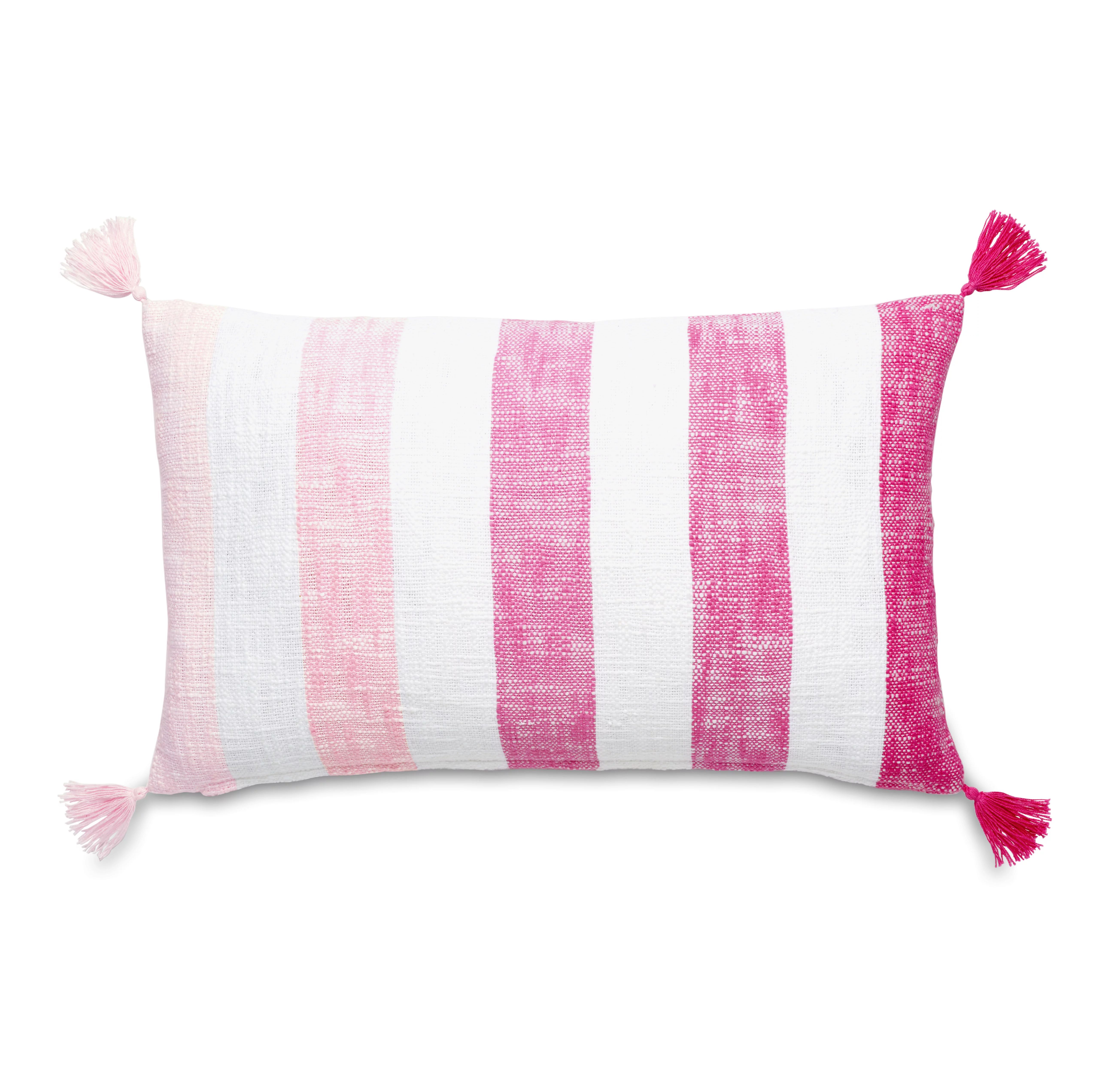 Gap Home Kids Ombre Stripe Organic Cotton Decorative Pillow with Tassels, Pink, 14 x20 - Walmart.... | Walmart (US)