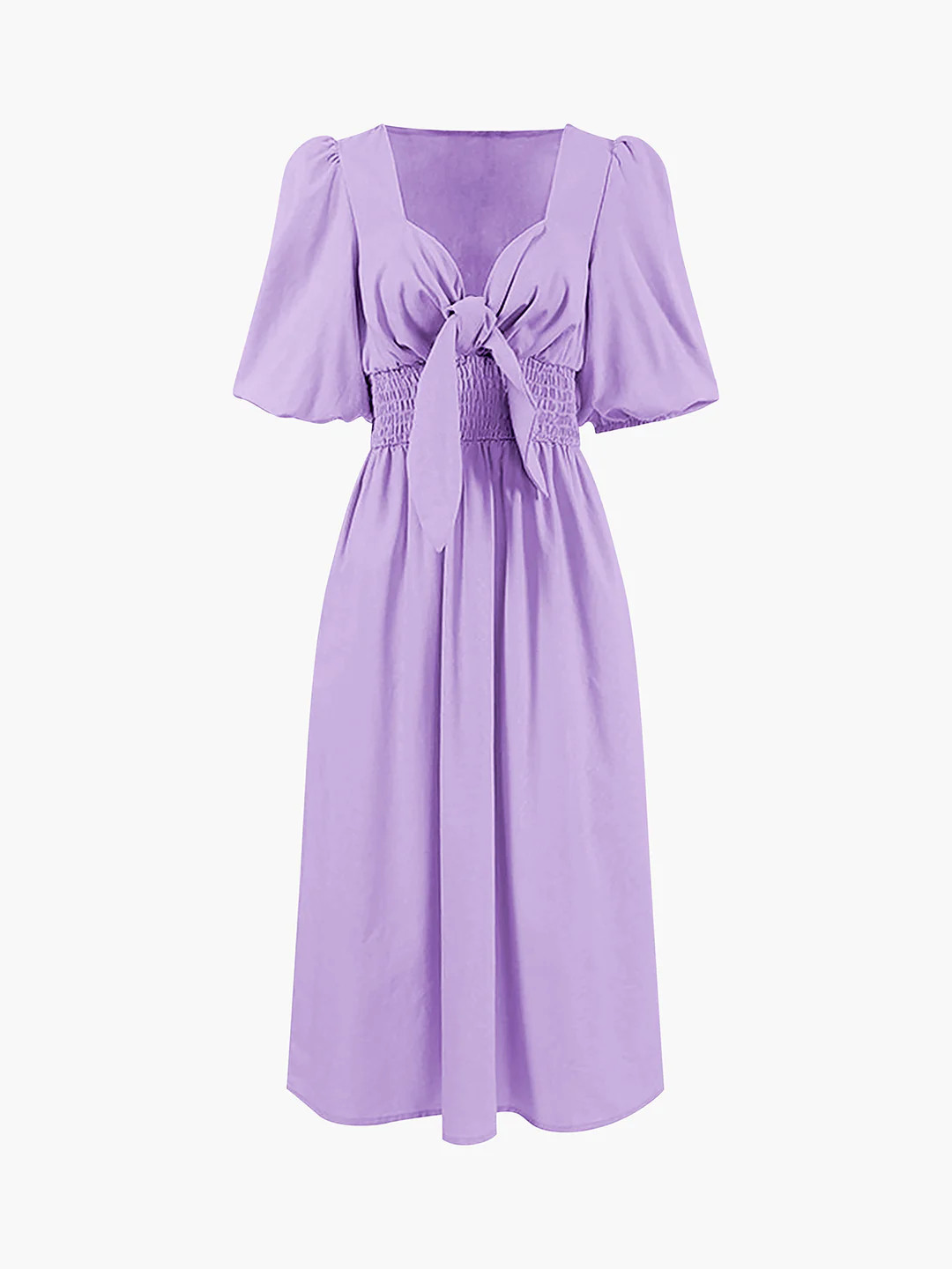 Linen Cotton Front Tie Midi Dress | Commense