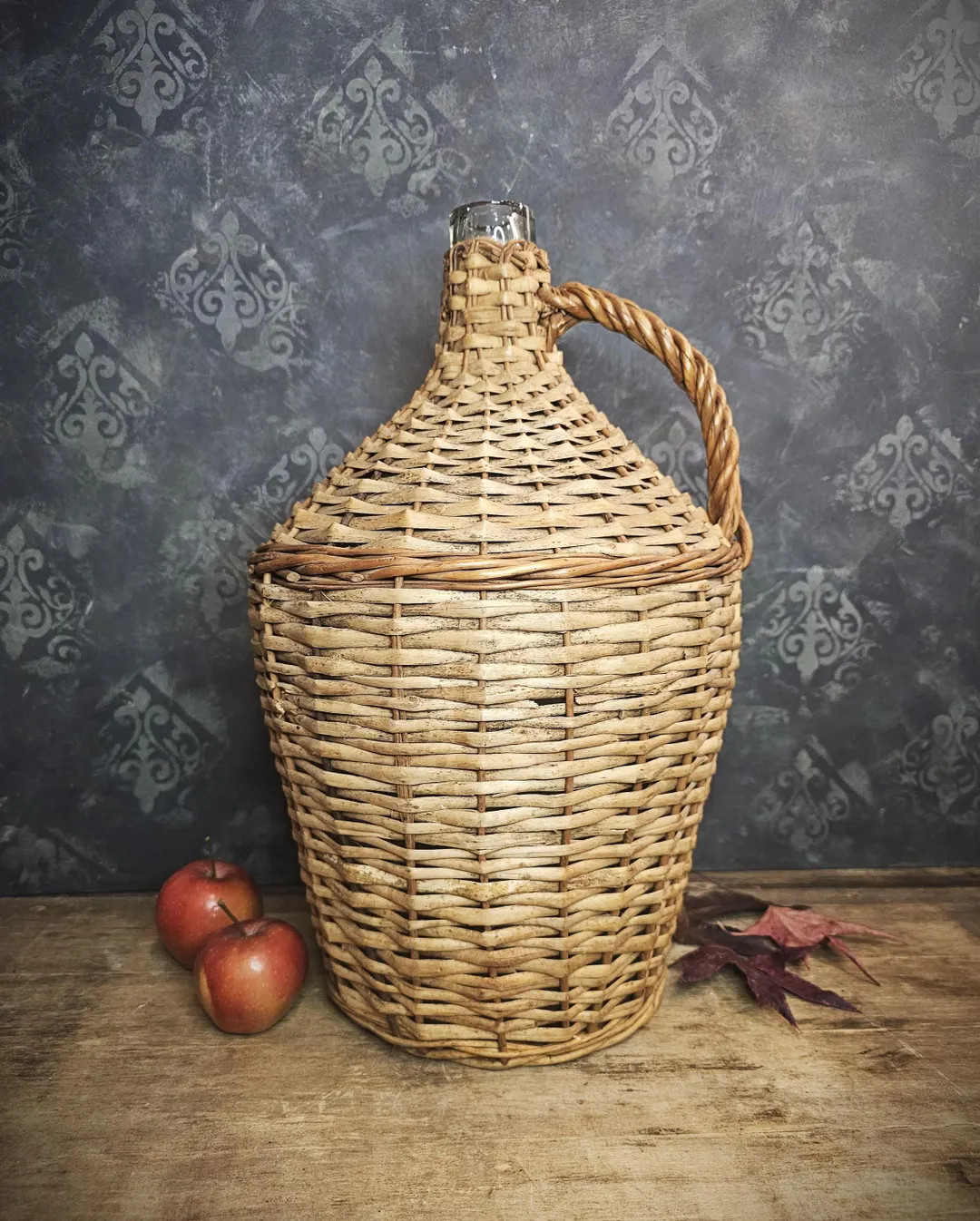 Antique Wicker Hand Woven 10L Glass Wine Bubble Bottle Demijohn Jug With Handle - Etsy | Etsy (US)