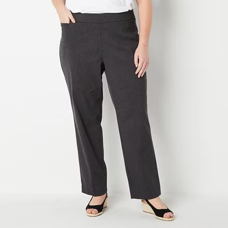 Liz Claiborne Lisa Womens Straight Mid Rise Pull-On Pant, 30w, Black | JCPenney