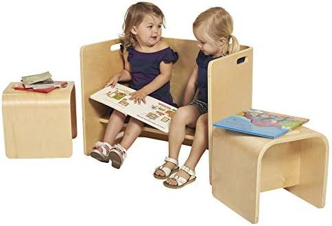 ECR4Kids Natural Bentwood Multipurpose Kids Wooden Chair Set, 3-Piece TABLE, Small | Amazon (US)