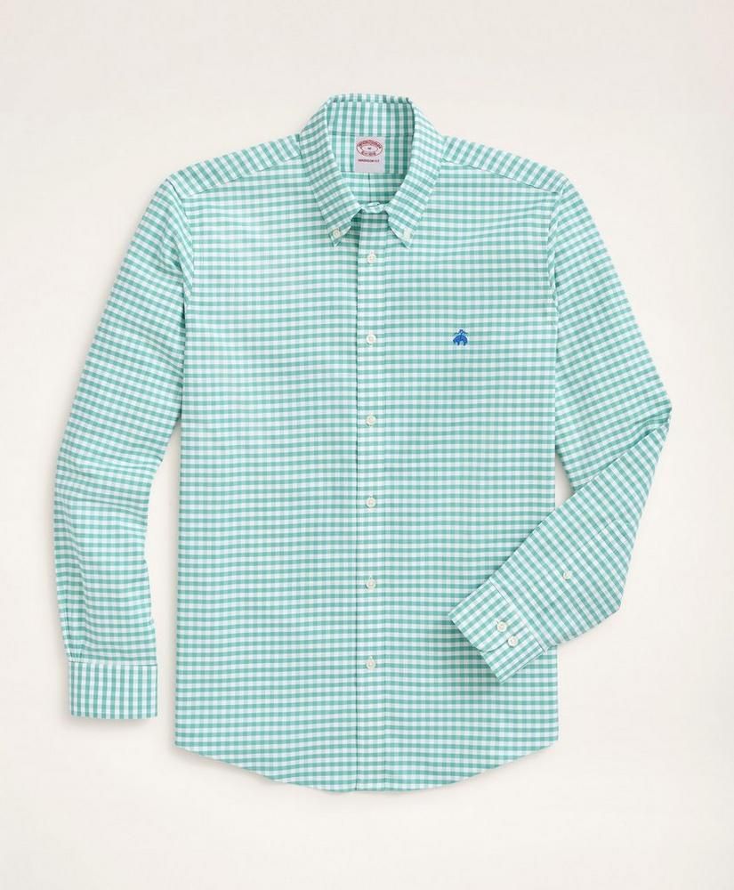 Stretch Madison Relaxed-Fit Sport Shirt, Non-Iron Gingham Oxford | Brooks Brothers