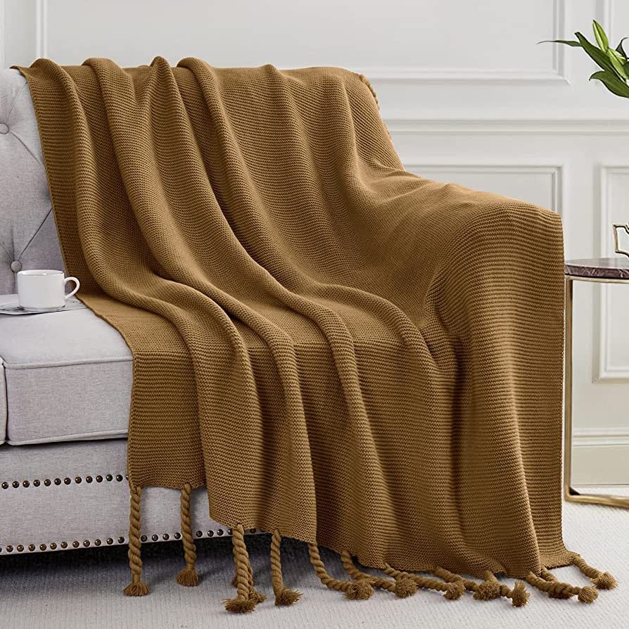 Aormenzy Brown Throw Blanket with Tassels, Amazon finds amazon deals amazon sales | Amazon (US)