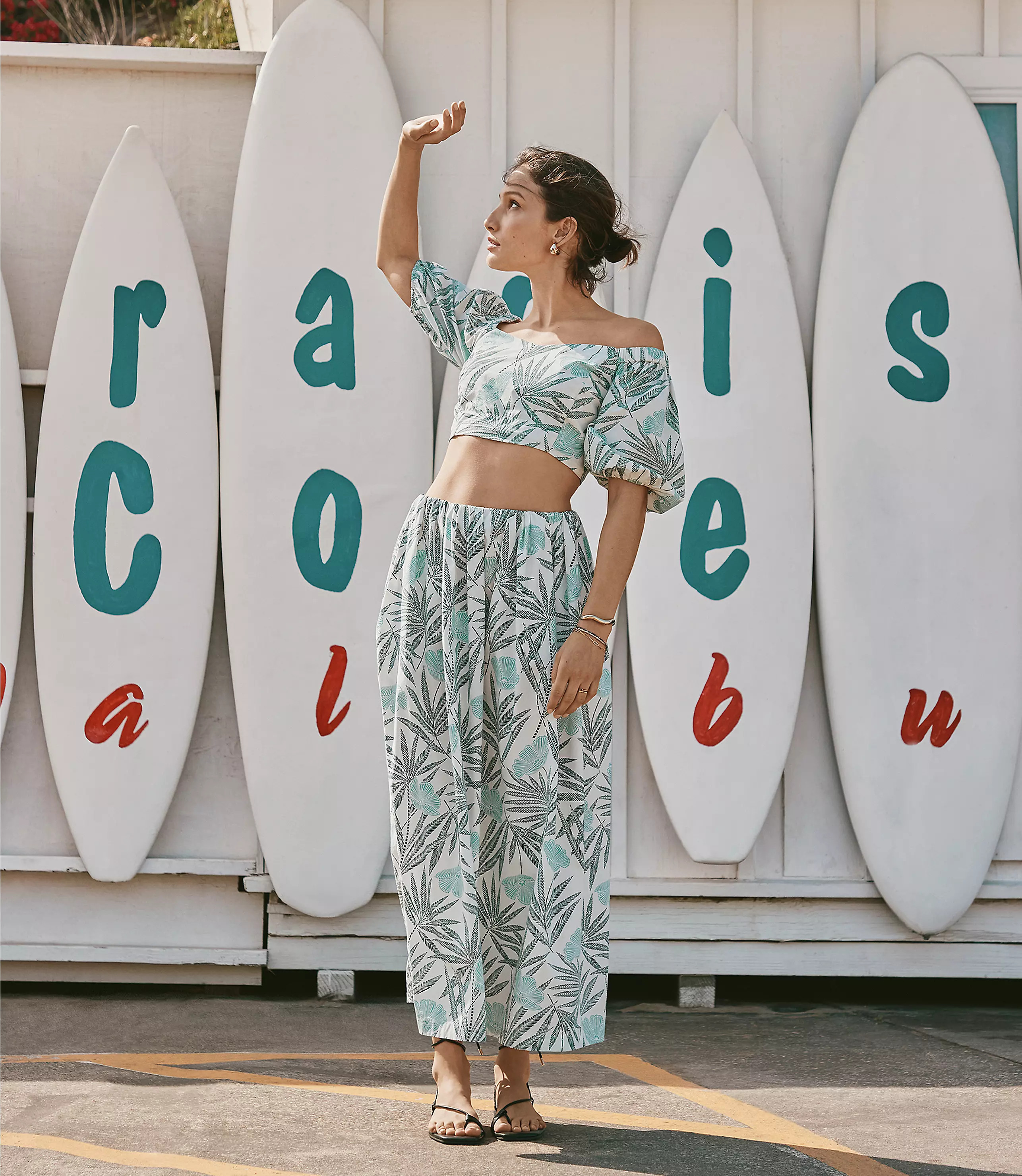 LOFT Beach Palm Poplin Maxi Pocket Skirt | LOFT