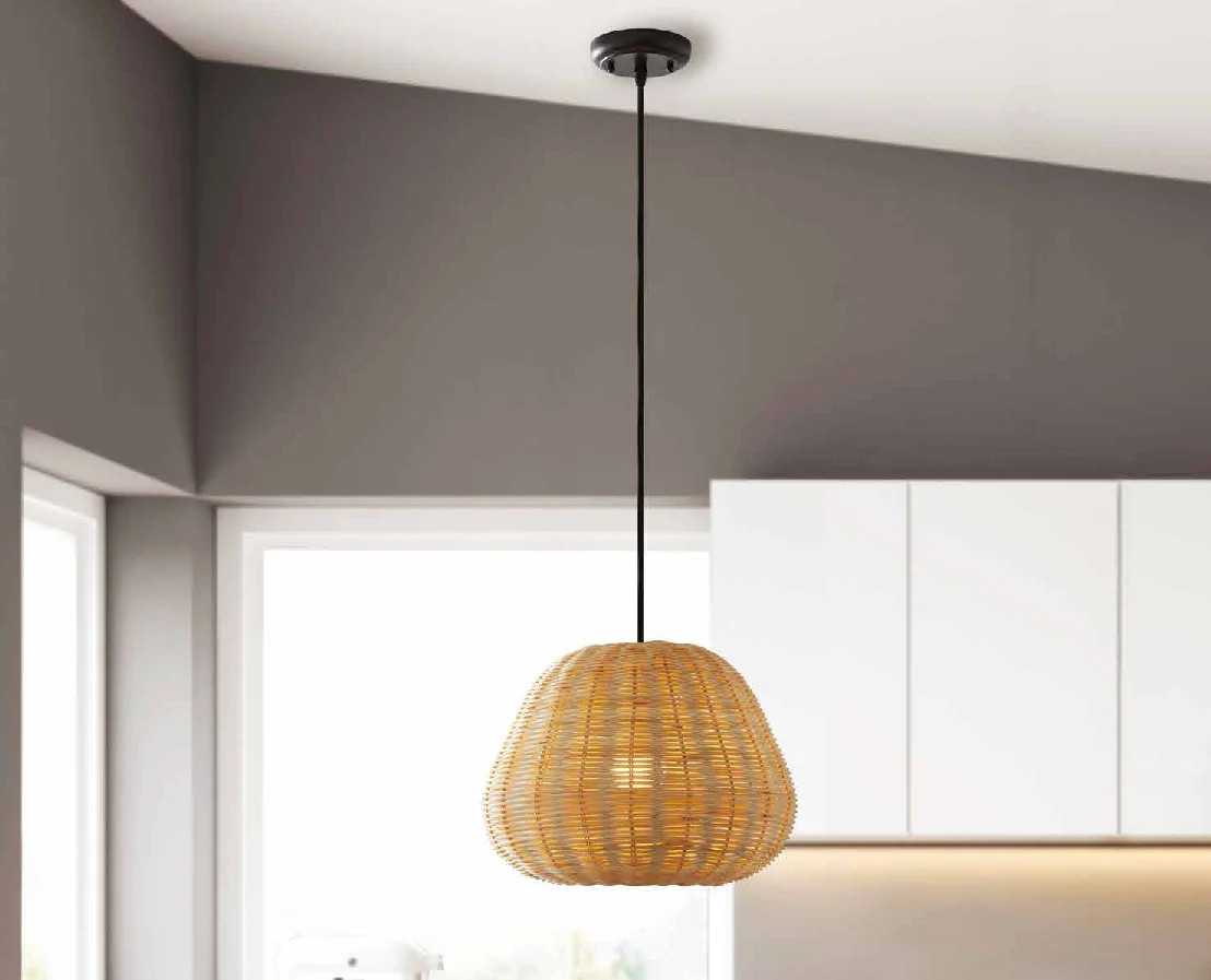 Better Homes and Gardens Natural Woven Pendant, Matte Black Finish  1 A19 60W Eqv bulb included | Walmart (US)