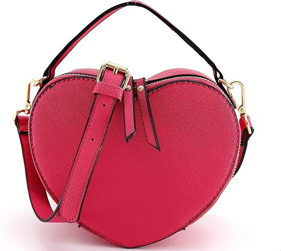 Cute Heart Shape Girls Womens Vegan Leather Small Handle Satchel Crossbody Purse | Amazon (US)