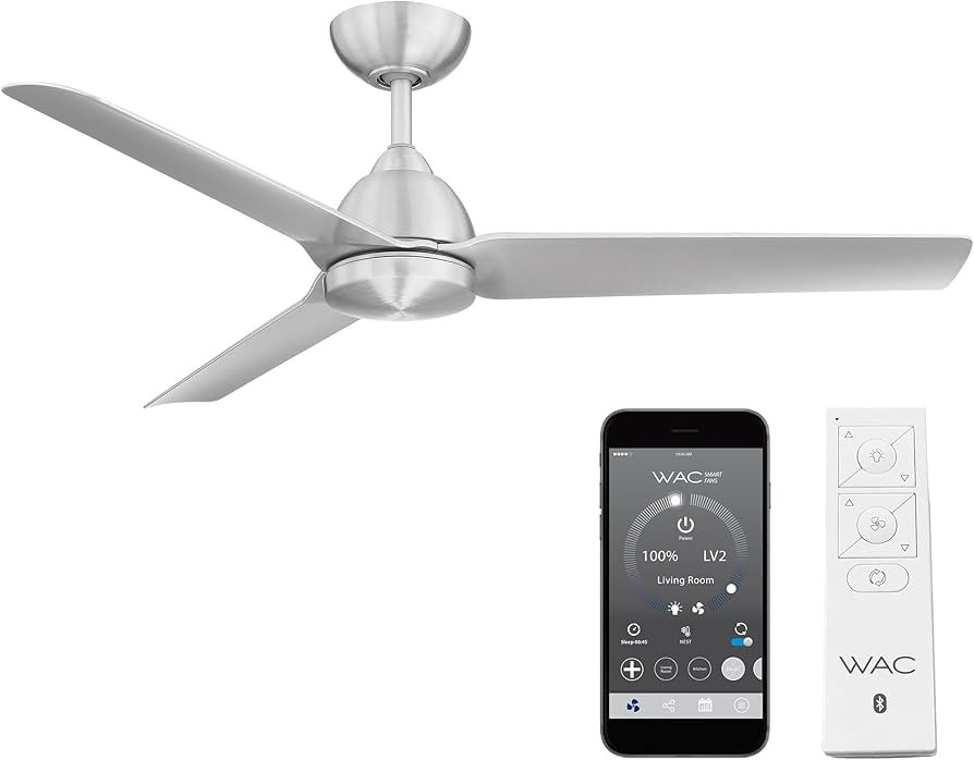 WAC Smart Fans Mocha Indoor and Outdoor 3-Blade Smart Home Ceiling Fan 54in Brushed Aluminum with... | Amazon (US)