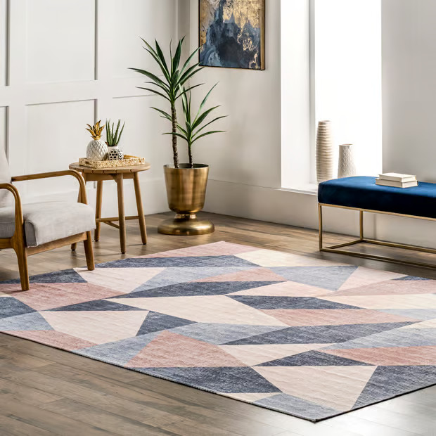 Beige Marianna Washable Collage Area Rug | Rugs USA