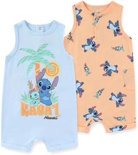 Disney Lilo & Stitch Baby Boys 2 Pack Tank Top Romper for Infant | Amazon (US)
