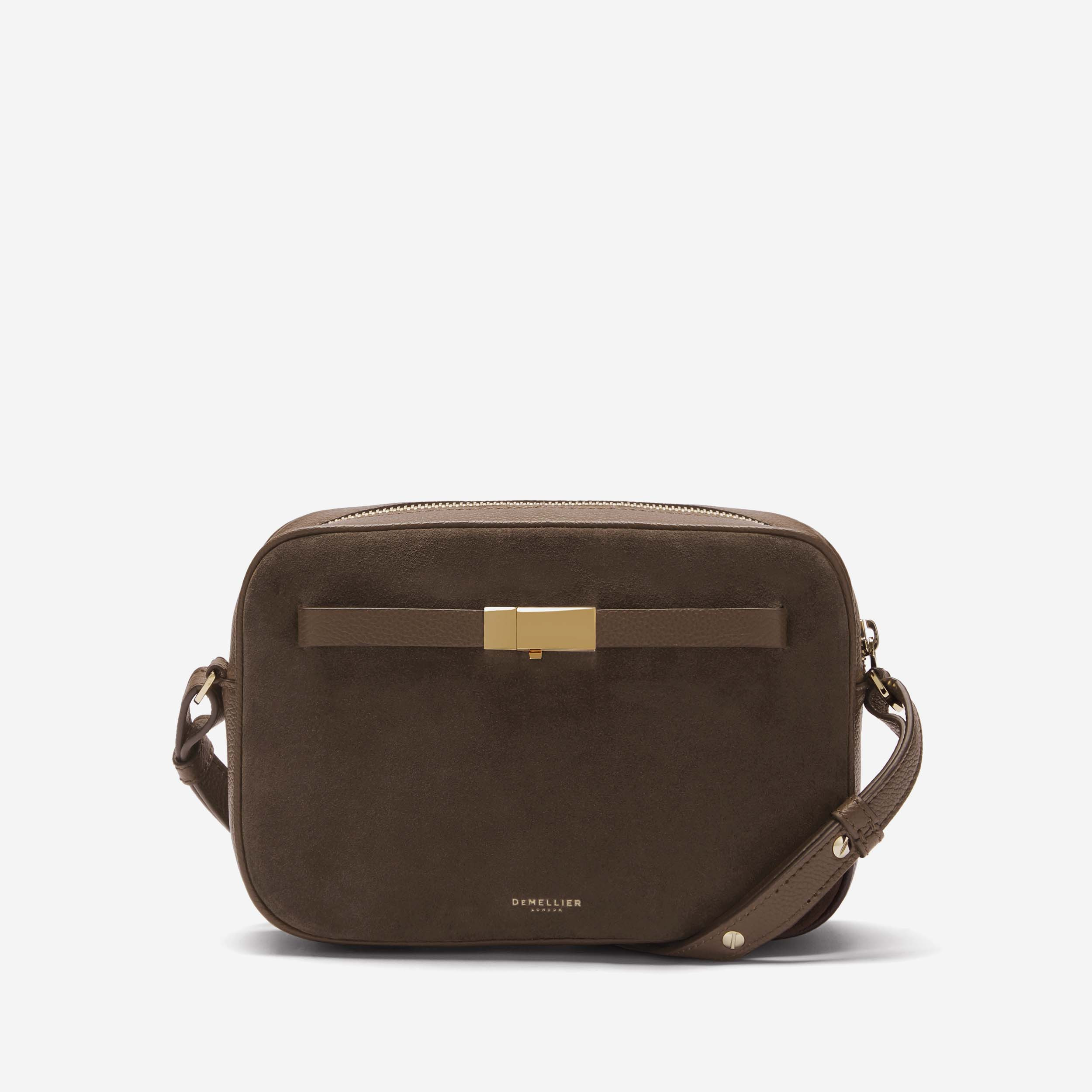 The New York Crossbody | Mocha Suede Mocha Small Grain | DeMellier | DeMellier