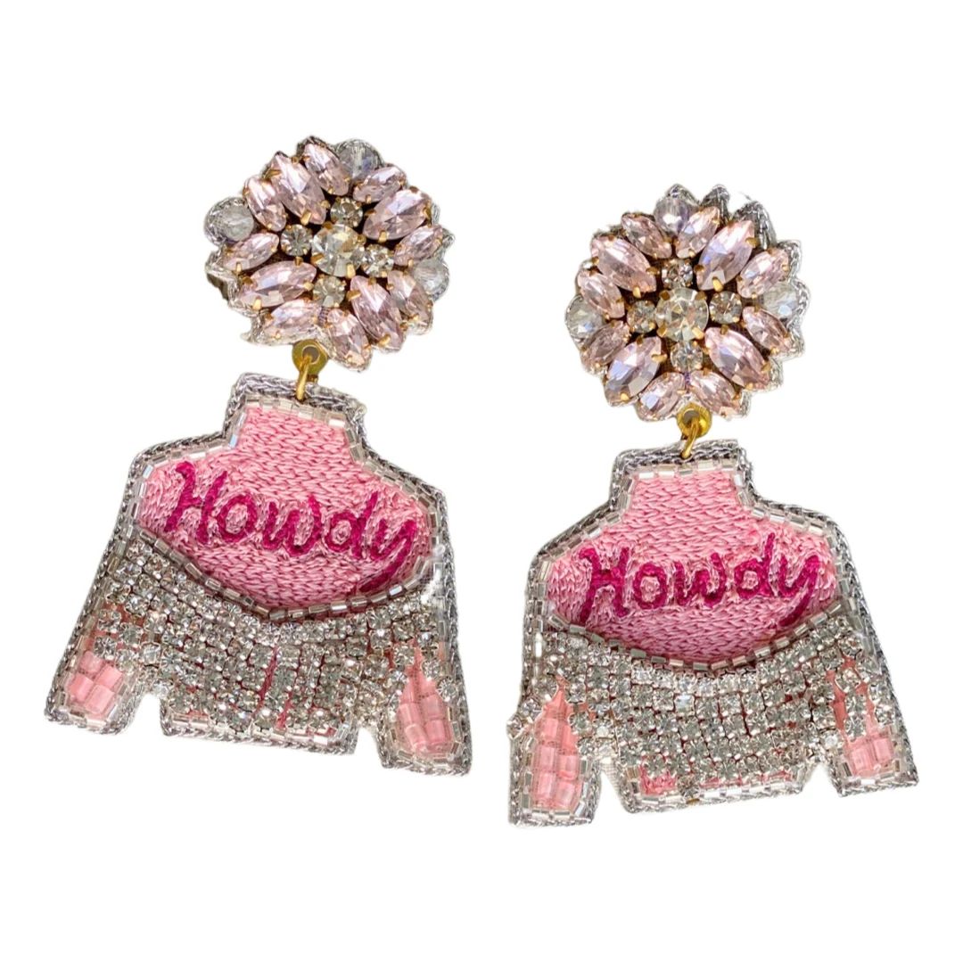 Pink Howdy Western Jacket Earrings, Western Accessories, Tennessee Bachelorette, Western Earrings... | Etsy (US)