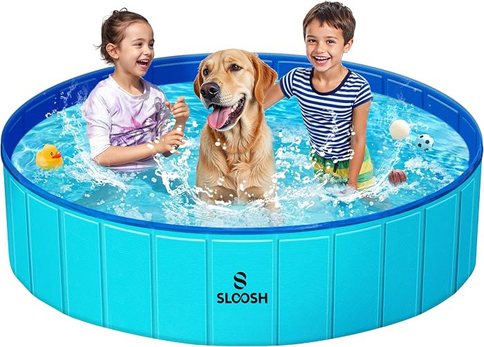 SLOOSH Foldable Dog Kiddie Pool - Portable Hard Plastic Doggie Swimming Pool, Anti-Slip Collapsib... | Amazon (US)