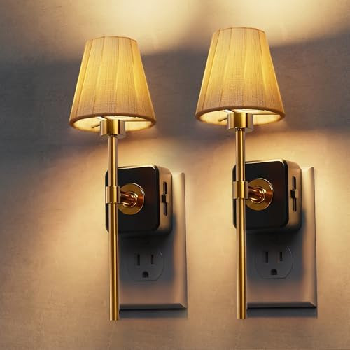 L LOHAS LED Night Lights Plug into Wall, Pleated Fabric Cover Night Light | 2 Pack Dusk to Dawn S... | Amazon (US)