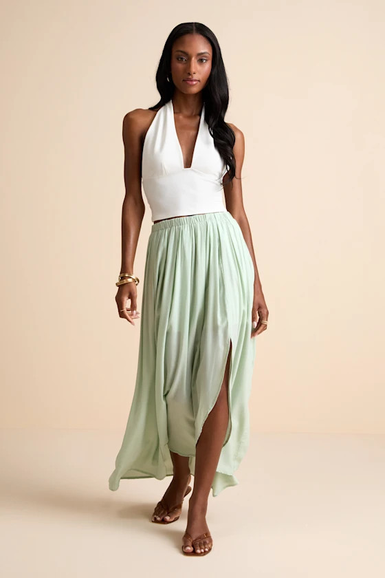 If You Pleats Mint Pleated Maxi Skirt | Lulus
