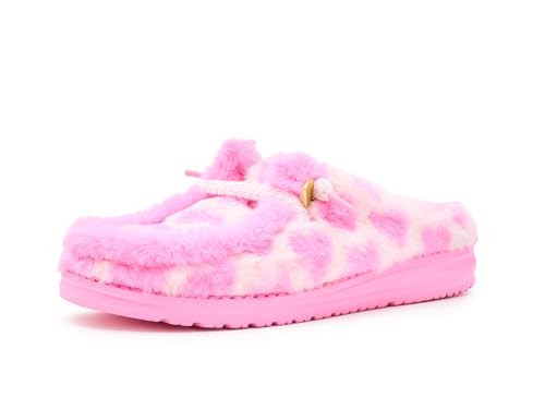 HEYDUDE Women’s Wendy Slipper Hearts, Pink/White Size 9 | Cozy Faux Shearling Valentine Slippers with Easy Slip On Comfort | Amazon (US)