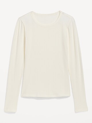 Plush Long-Sleeve Rib-Knit Slim-Fit T-Shirt for Women | Old Navy (US)