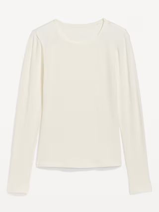 Plush Long-Sleeve Rib-Knit Slim-Fit T-Shirt for Women | Old Navy (US)