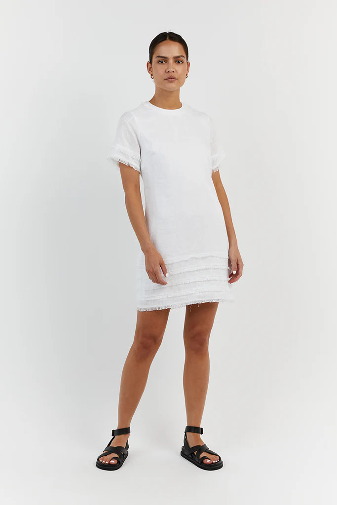 GEORGIE WHITE LINEN MINI DRESS | DISSH