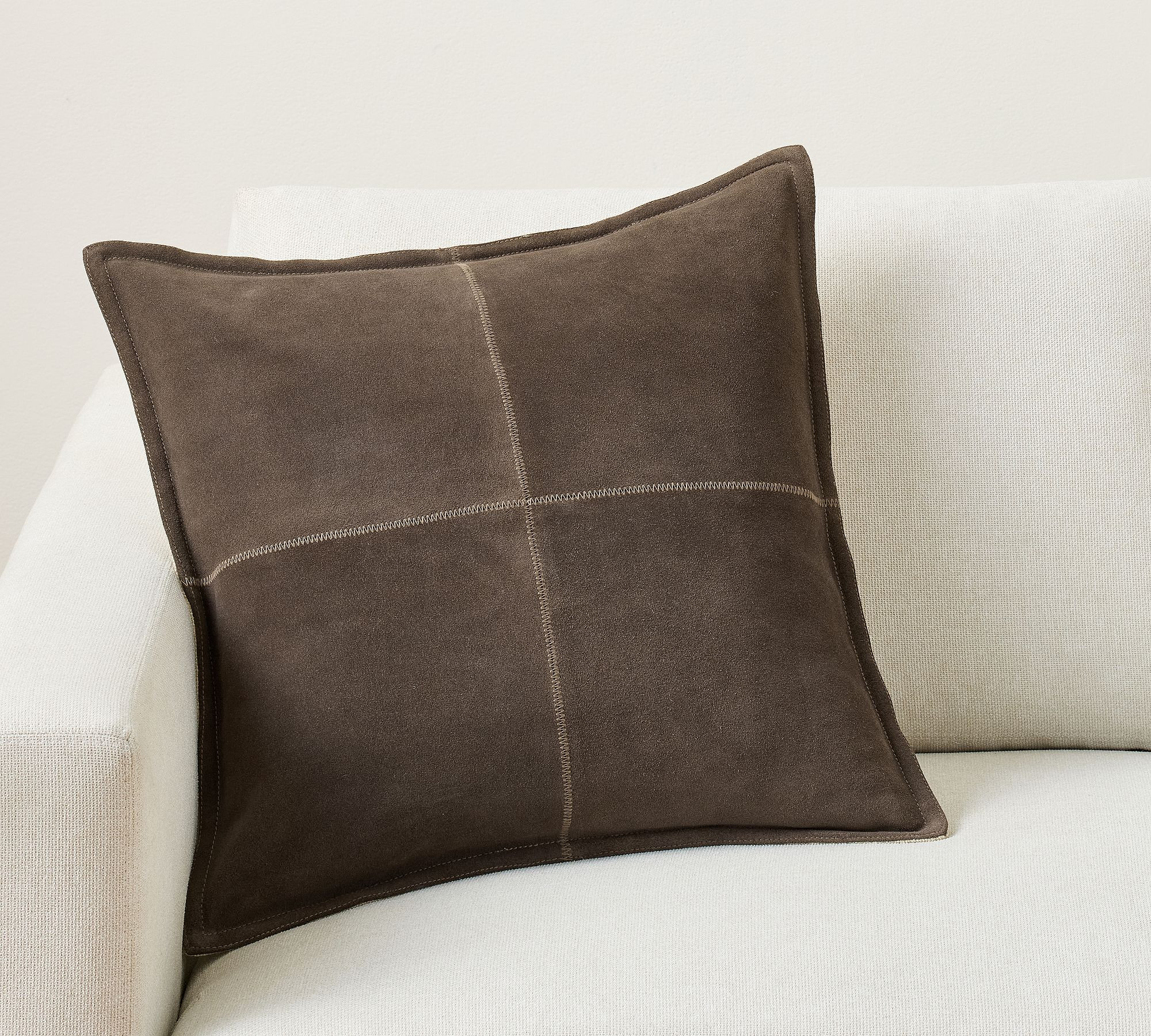 Pieced Suede Pillow Cover | Pottery Barn (US)