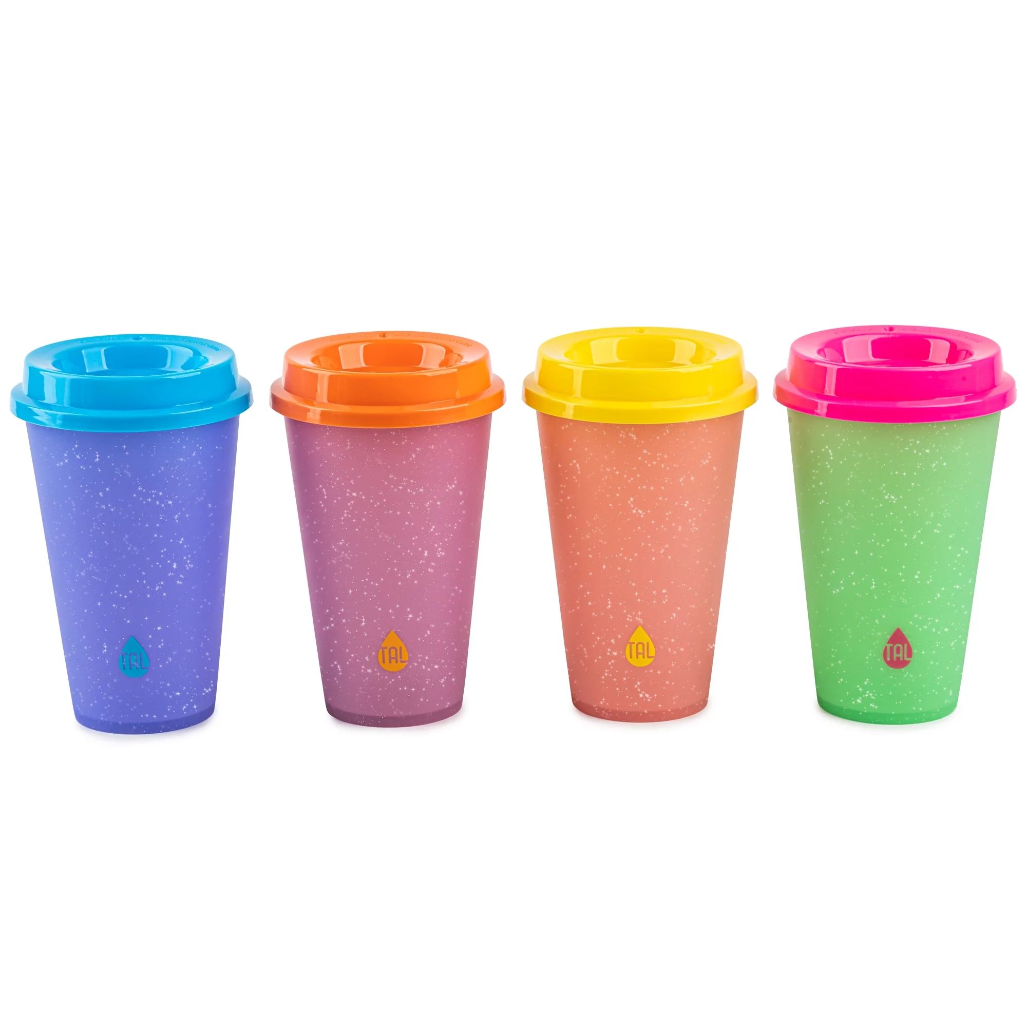 TAL Color Changing Glitter Cup 16 fl oz Tumbler, Multi-Color, 4 Pack | Walmart (US)