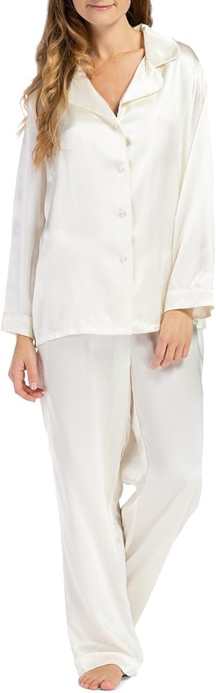 Fishers Finery Women's 100% Mulberry Silk Long Pajama Set with Gift Box | Amazon (US)
