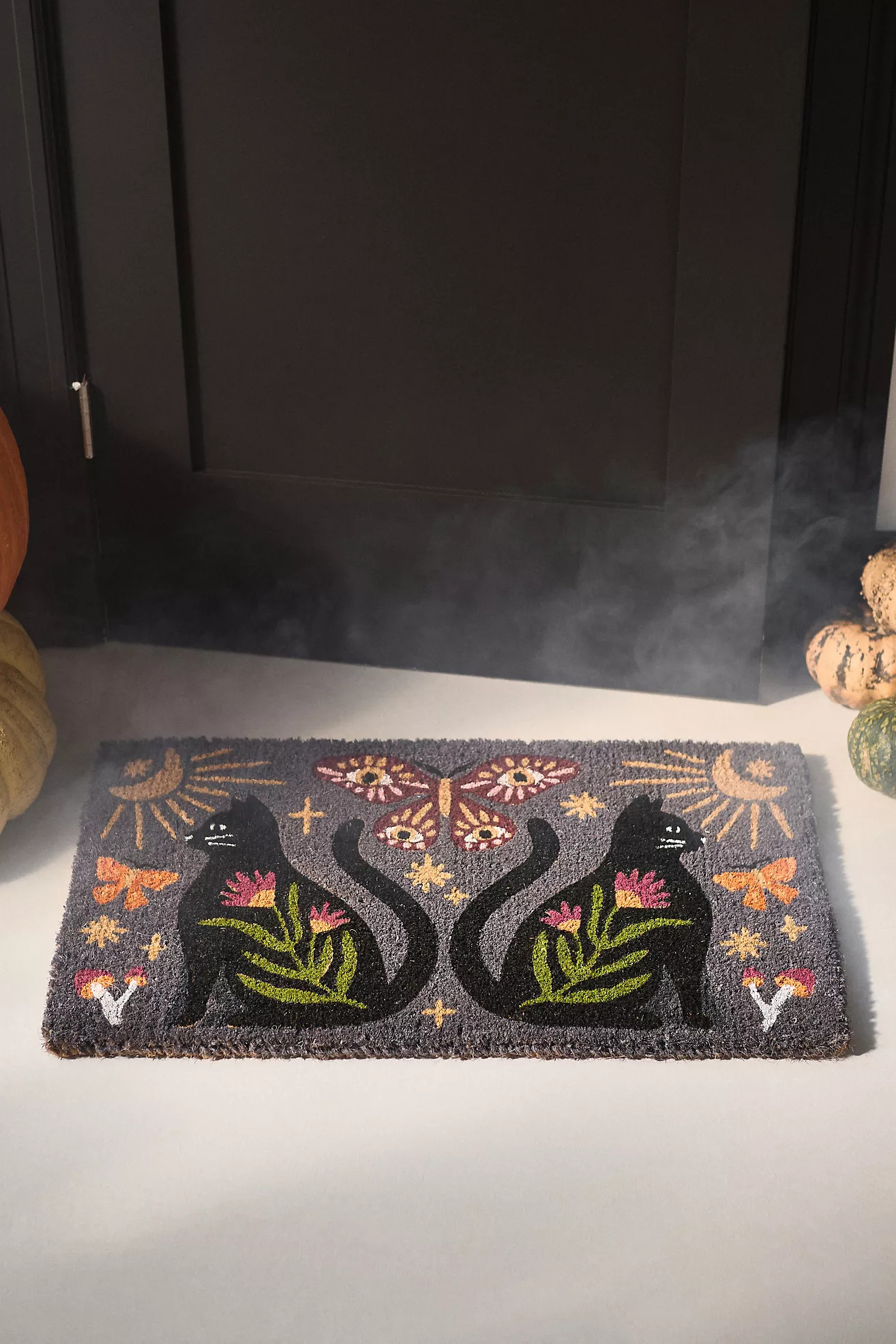 Mystic Cat Plum Coir Printed Doormat | Anthropologie (US)
