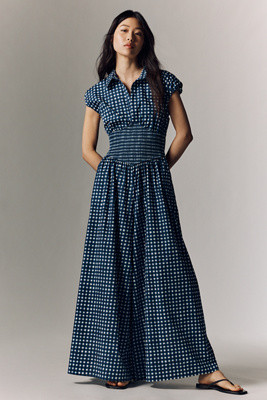 Hutch Gingham Basque-Waist Jumpsuit | Anthropologie (US)