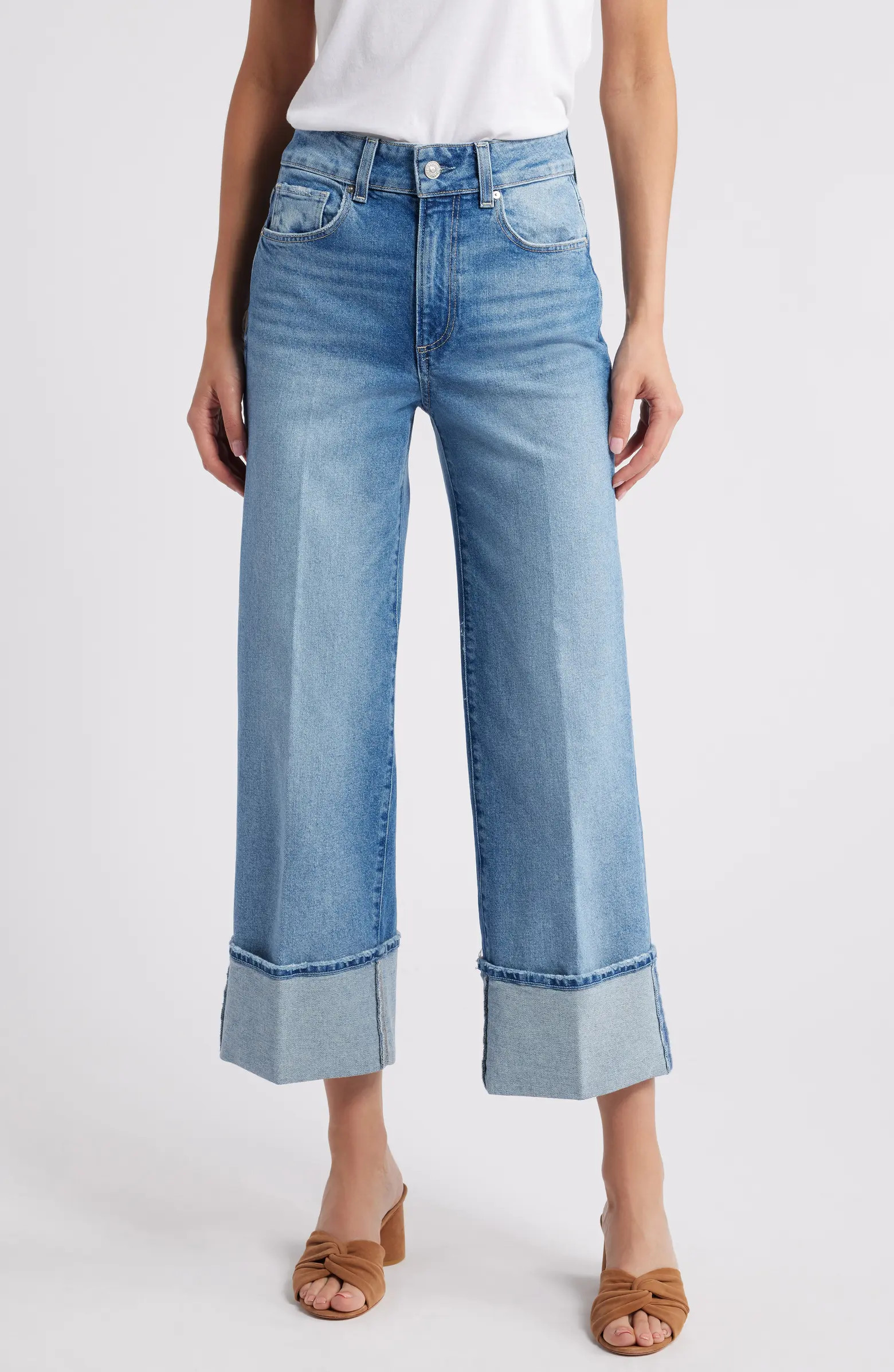 Sasha Cuffed High Waist Ankle Wide Leg Jeans | Nordstrom