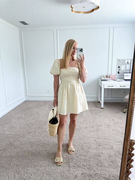 Such a pretty summer outfit to wear to brunch and a winery! Wearing size small. Summer dresses // mini dresses // event dresses // summer outfits // day date outfits // date night outfits // summer bags // straw bags // summer sandals // Nordstrom finds // Nordstrom fashion 

#LTKSeasonal #LTKTravel #LTKStyleTip