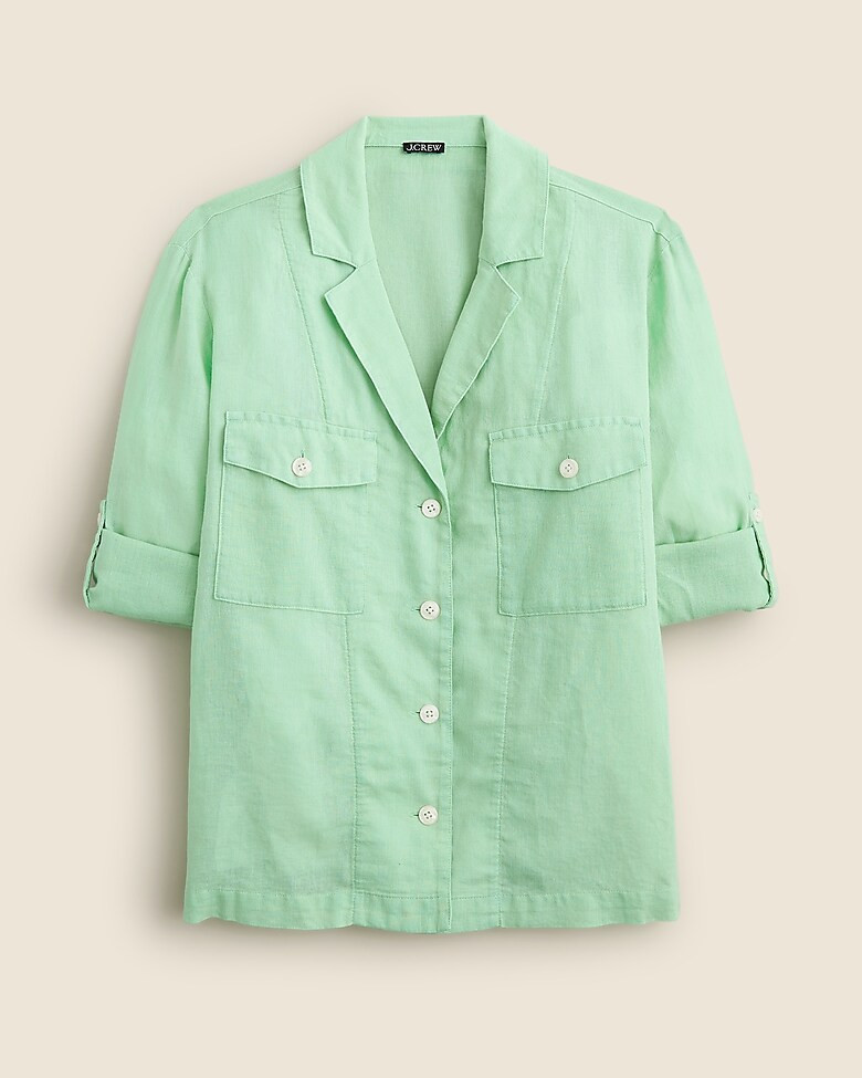 Camp-collar shirt in featherweight linen blend | J. Crew US