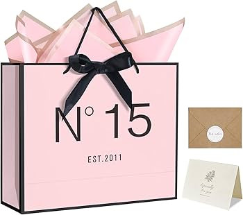 QLSKO 13" Birthday Gift Bag with Card Envelope Sticker Bow Ribbon and Tissue papers for Women Gir... | Amazon (US)