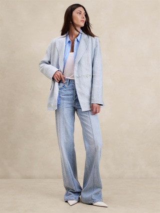 Relaxed Pinstripe Linen Blazer | Banana Republic (US)