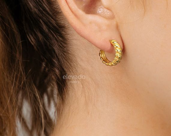 Croissant Hoop Stud Earrings  Dome Hook Stud Earrings  Hook | Etsy | Etsy (US)