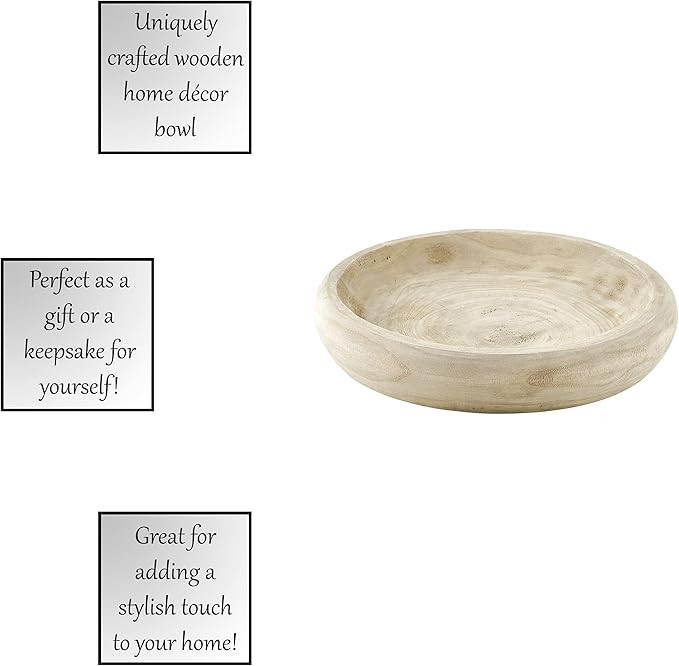 Santa Barbara Design Studio Wood Serving Bowl, Hand Carved Paulownia Wood Fruit Bowl/Wood Decor, ... | Amazon (US)