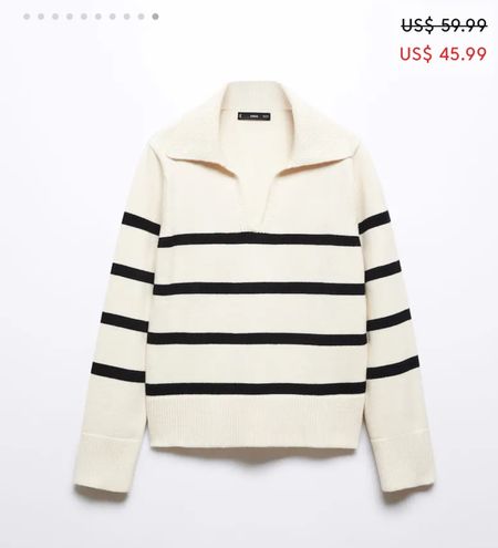 White and black striped sweater under $50! Would be cute with jeans and booties or dress it down with leggings and sneakers or UGG’s! Casual winter style, collared sweater 

#LTKfindsunder50 #LTKstyletip #LTKsalealert