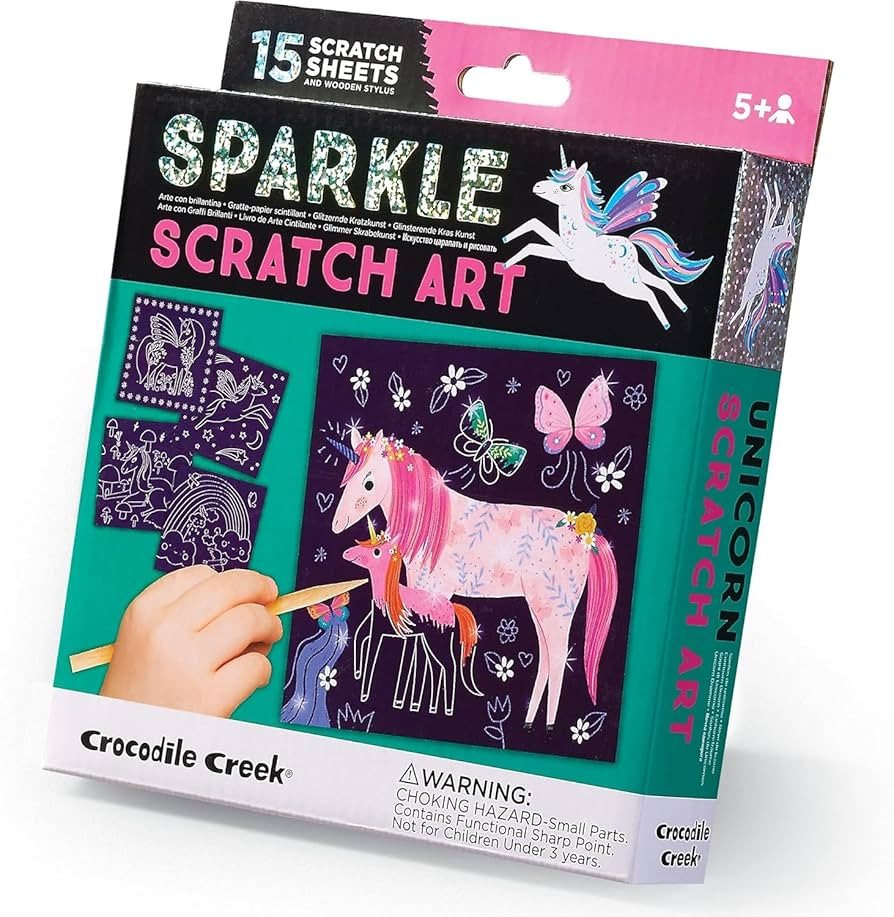 Amazon.com: Crocodile Creek Unicorn Sparkle Scratch Art for Kids - 16-Sheet Scratch Art Set with ... | Amazon (US)