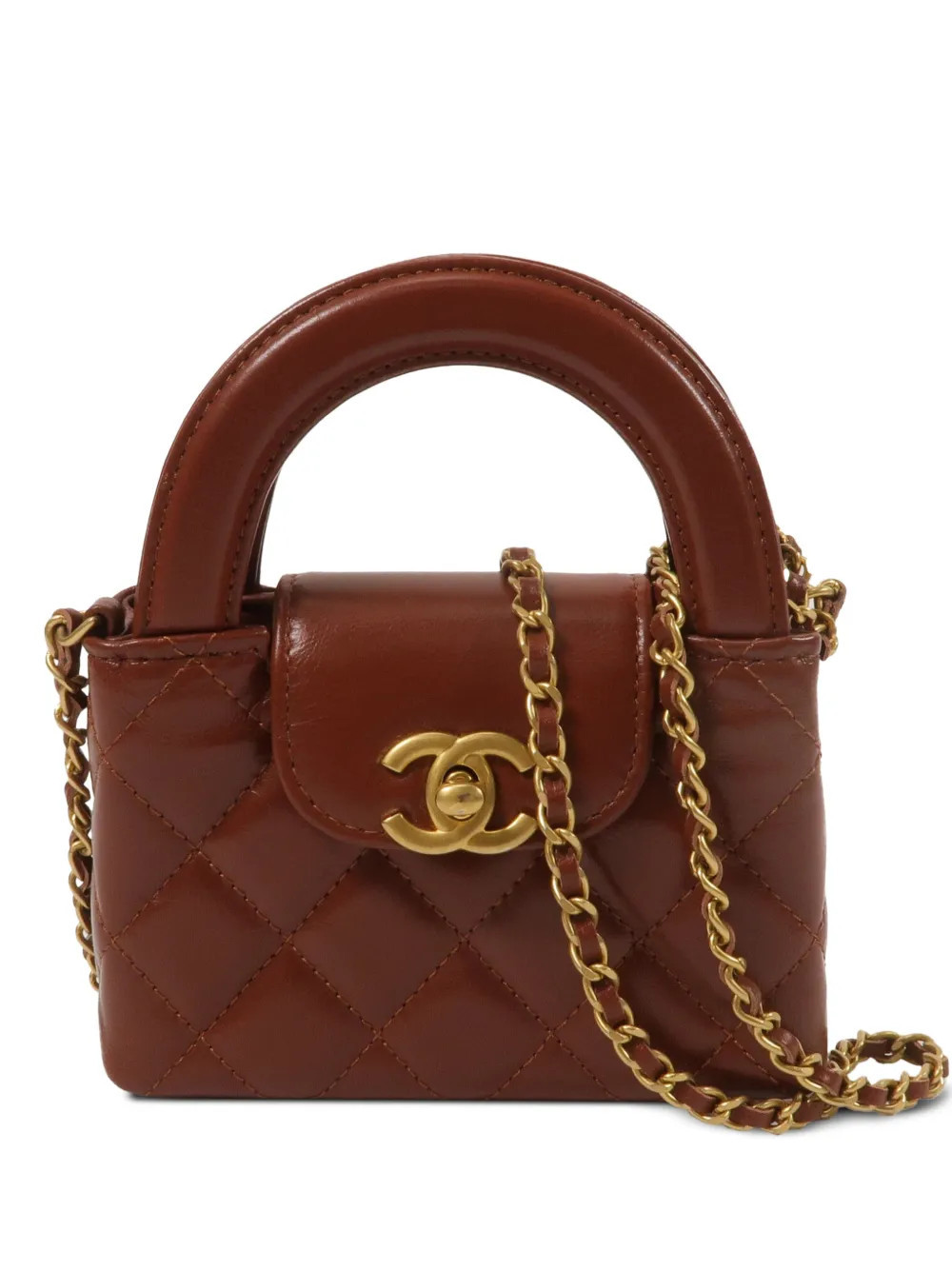 CHANEL Pre-Owned nano Kelly CC turn-lock shoulder bag - Brown | Farfetch Global