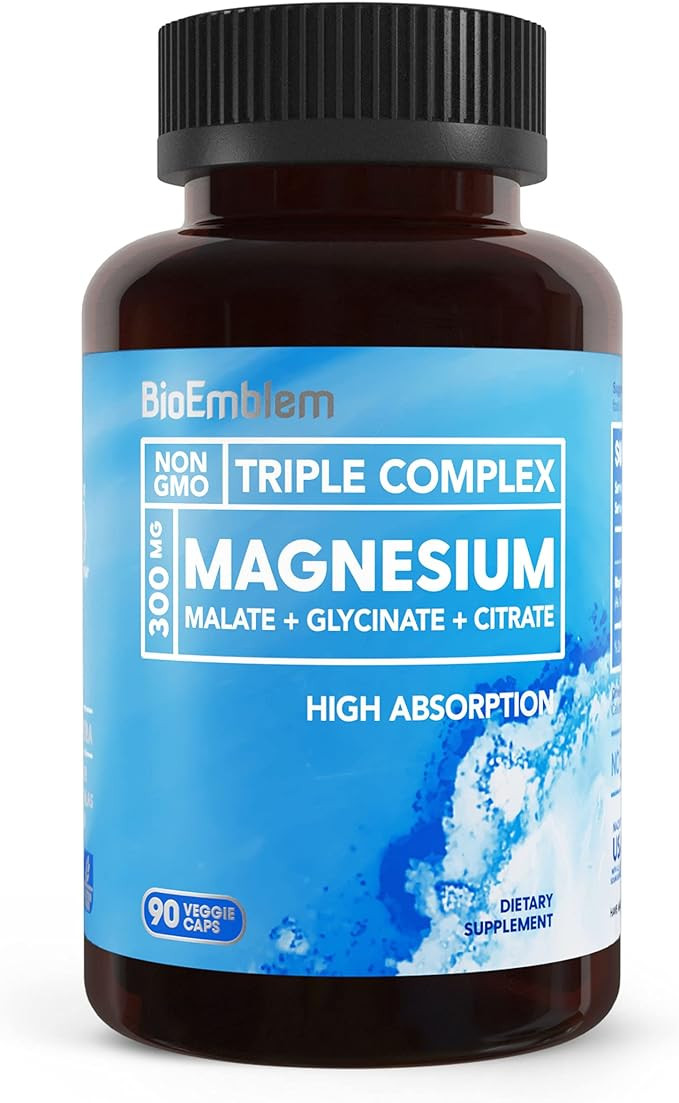 BioEmblem Triple Magnesium Complex | 300mg of Magnesium Glycinate, Malate, & Citrate for Muscles,... | Amazon (US)